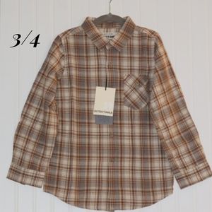 Boys 3/4 NWT button up long sleeve shirt